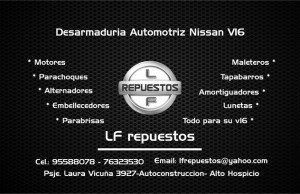 luis Avisos gratis en Chile en Alto Hospicio |  VENDO MOTOR,ALTERNADOR,TECHO INTERIOR,ETC. DE  NISSAN V16 DESARME-IQUIQUE, LF REPUESTOS