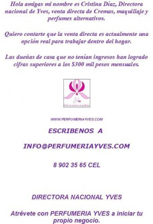  Avisos gratis en Chile en Vallenar |  Unete a YVes Perfumeria y gana dinero extra sin dejar tu empleo, no importa dicom unete desde todo chile