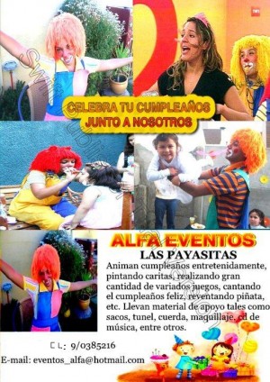 Alfa Eventos Cumplea&ntilde;os Fono: 2261874 Avisos gratis en Chile en Las Condes |  Payasitas Cumplea&ntilde;os Magos Titeres Alfa Eventos Cumplea&ntilde;os 2261874, Aniamciones Infantiles Lazy Town Monitoras Castillos Mesas y Sillas.