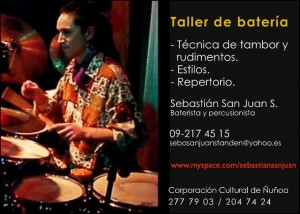 Sebasti&aacute;n San Juan Standen Avisos gratis en Chile en &Ntilde;u&ntilde;oa |  Clases particulares de bater&Iacute;a individuales varios niveles,  en ccn (corporaci&oacute;n cultural de &Ntilde;u&ntilde;oa).